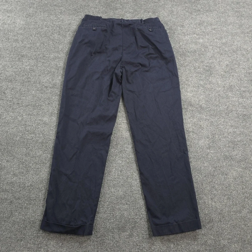 Vintage Polo Ralph Lauren Pants Mens 35x32 Blue Pleated Chino Cotton Dress